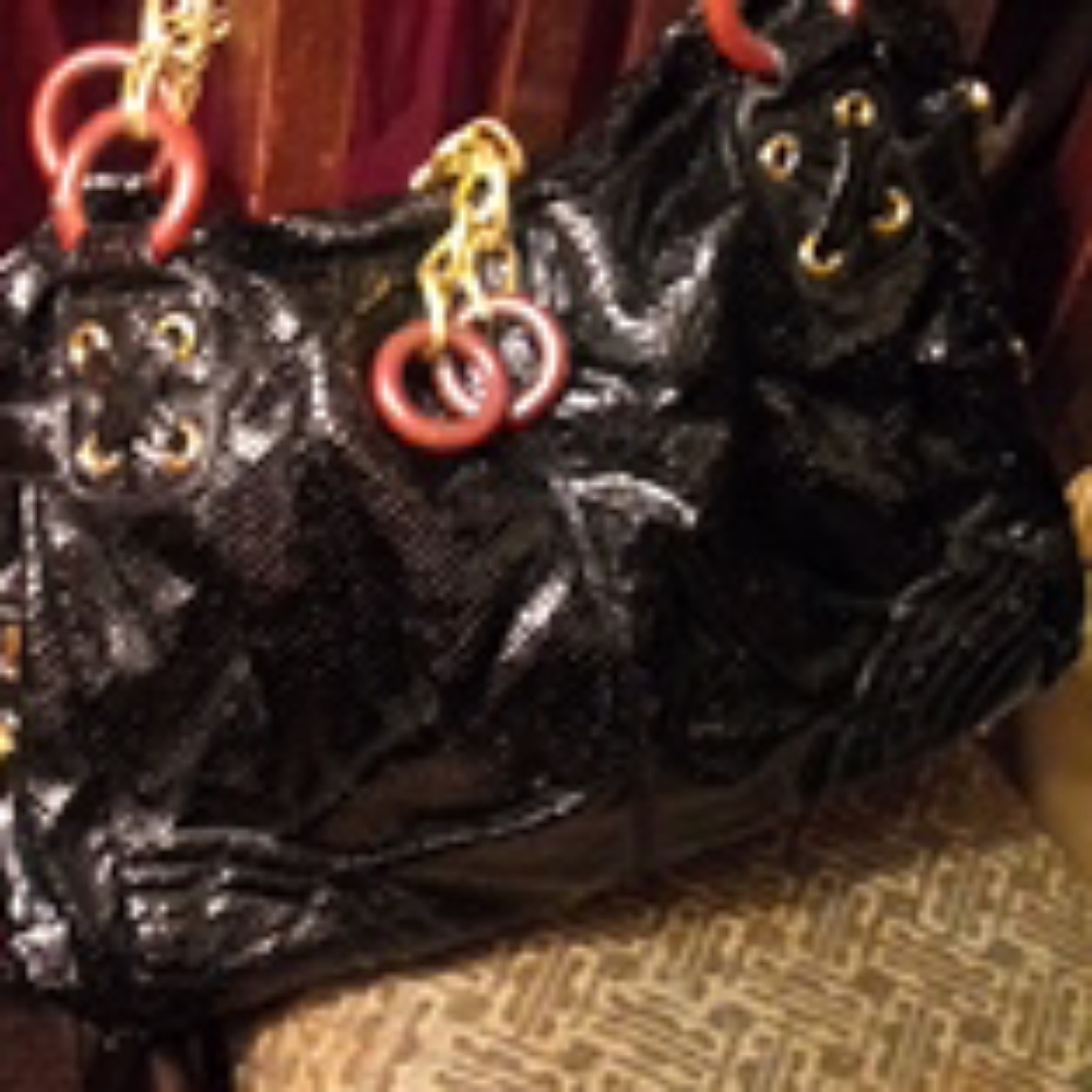 Midnight Velvet Large Snake skin embossed leather